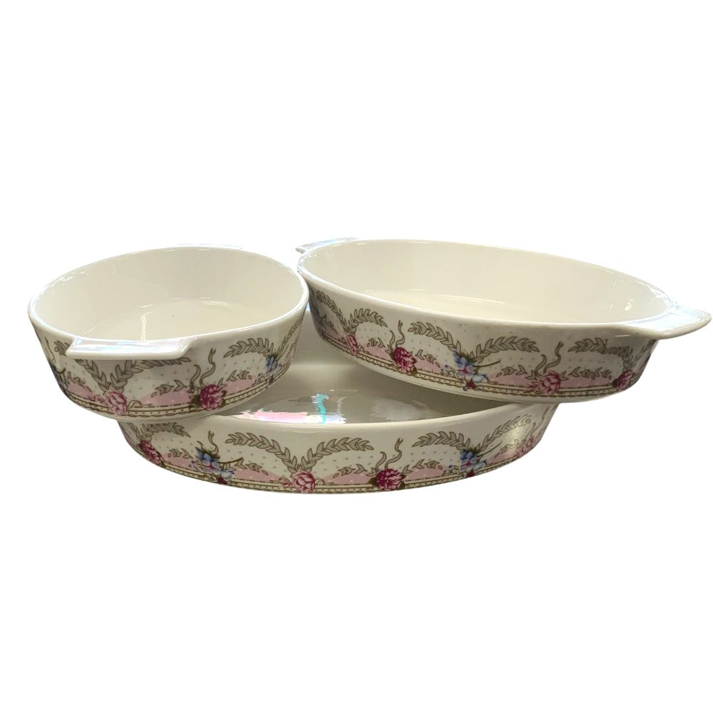 Set 3 Tavi ceramica cu manere, Model Floral