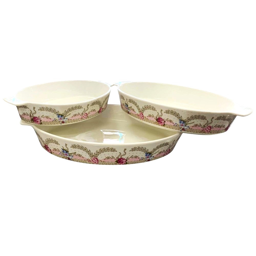 Set 3 Tavi ceramica cu manere, Model Floral