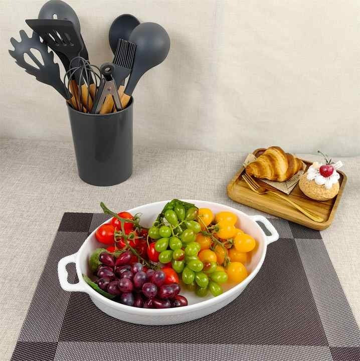 Set 3 tavi Ovale Ceramica pentru cuptor, Alb