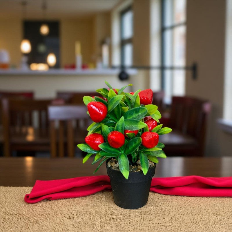 Mini planta artificiala cu Fructe, in ghiveci plastic , 21 cm