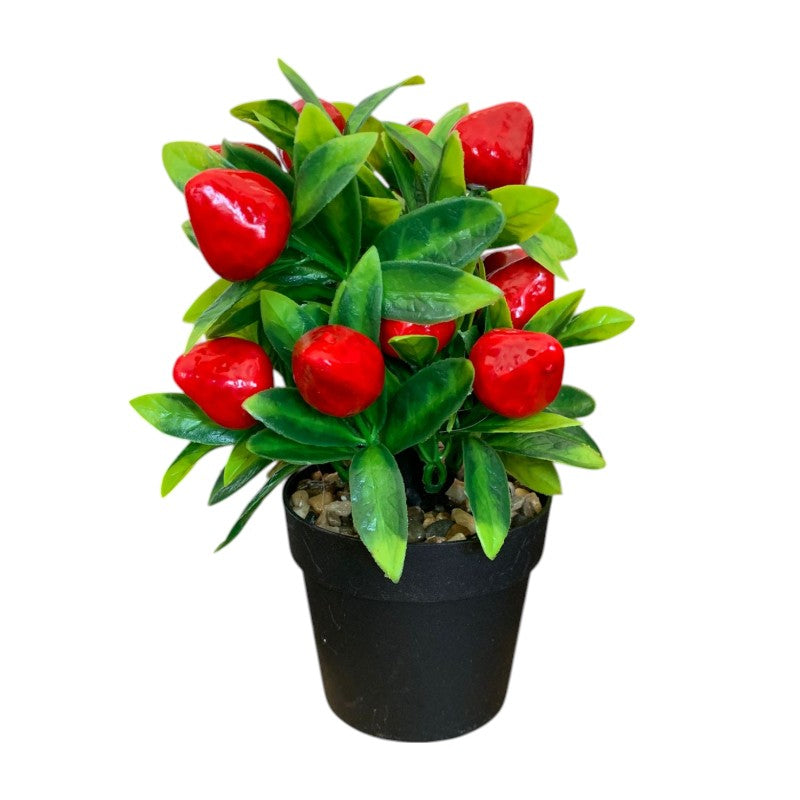 Mini planta artificiala cu Fructe, in ghiveci plastic , 21 cm