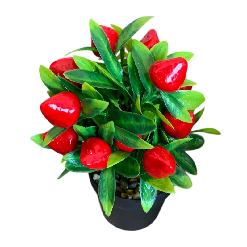 Mini planta artificiala cu Fructe, in ghiveci plastic , 21 cm