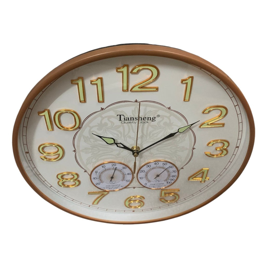 Ceas de perete Fosforescent cu indicator de Umiditate si Temperatura ,plastic , 35 cm