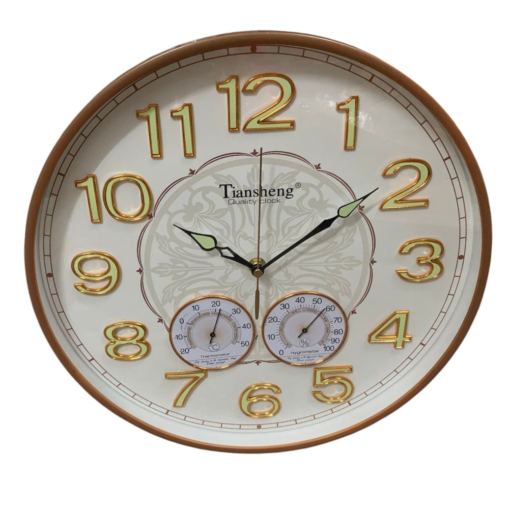 Ceas de perete Fosforescent cu indicator de Umiditate si Temperatura ,plastic , 35 cm