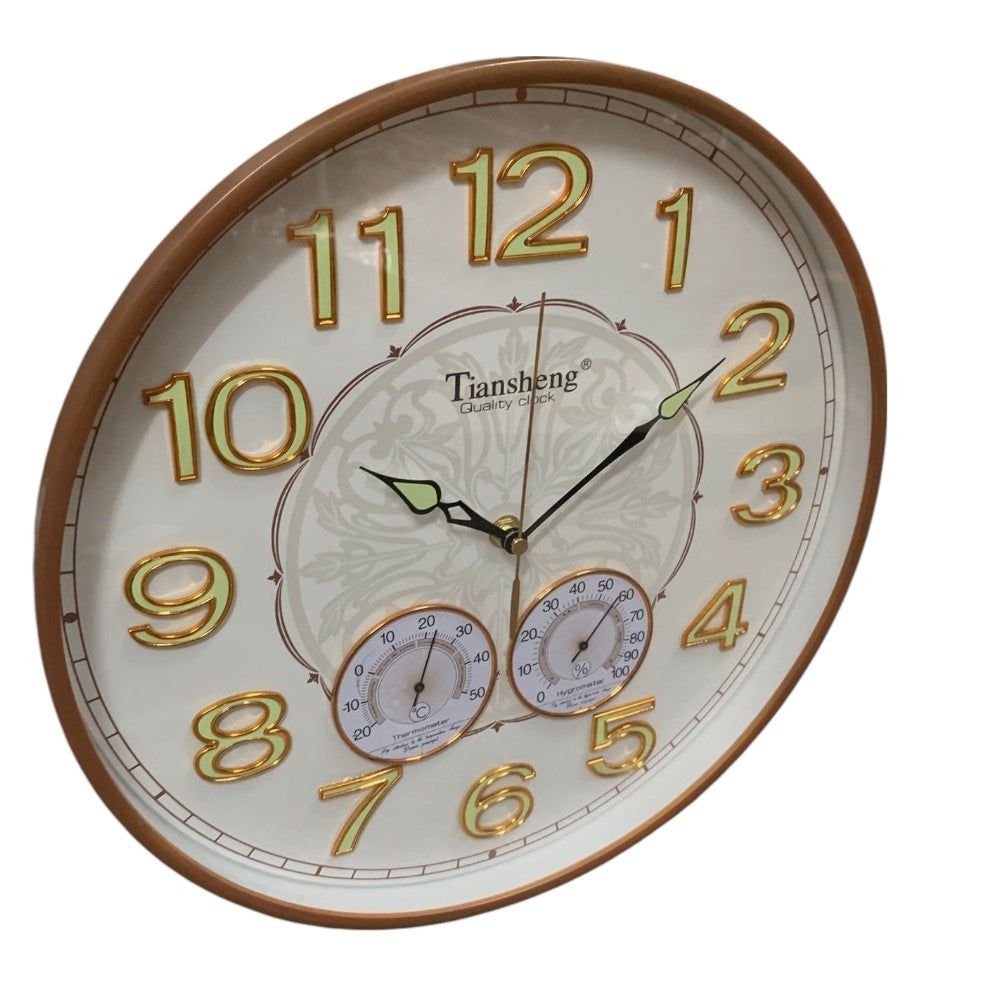 Ceas de perete Fosforescent cu indicator de Umiditate si Temperatura ,plastic , 35 cm