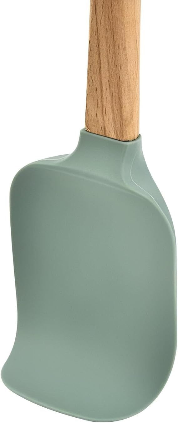 Spatula silicon cu maner lemn, 28 cm, diverse culori