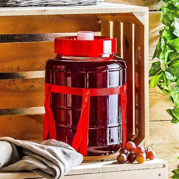 Borcan de sticla cu capac plastic, supapa si sustinere