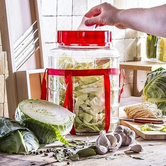 Borcan de sticla cu capac plastic, supapa si sustinere