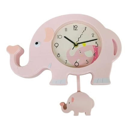 Ceas de perete copii ,model Elefant cu Pendul, plastic , 34x30x5 cm