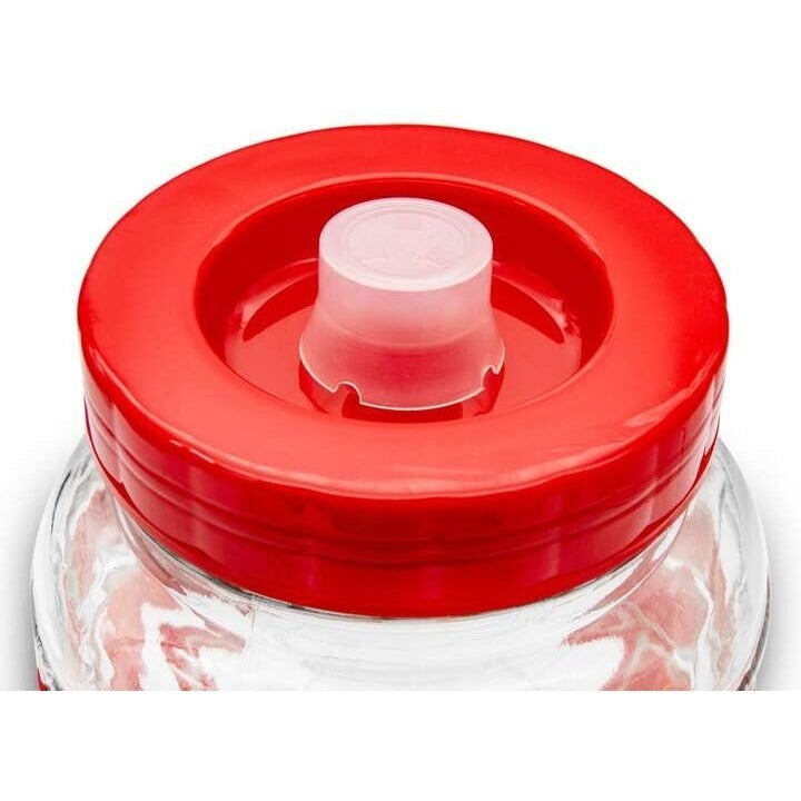 Borcan de sticla cu capac plastic, supapa si sustinere