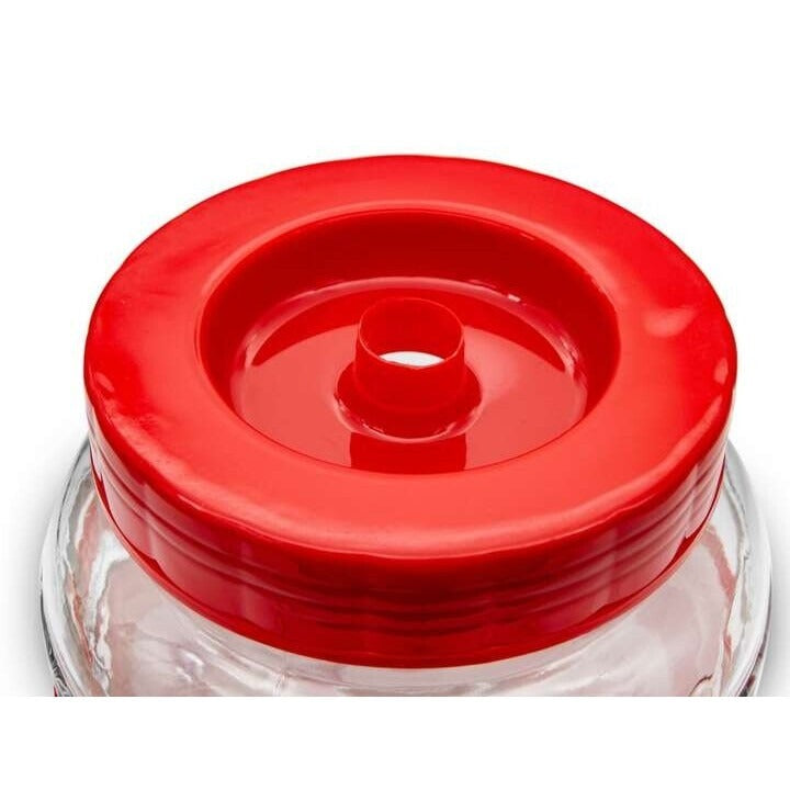 Borcan de sticla cu capac plastic, supapa si sustinere