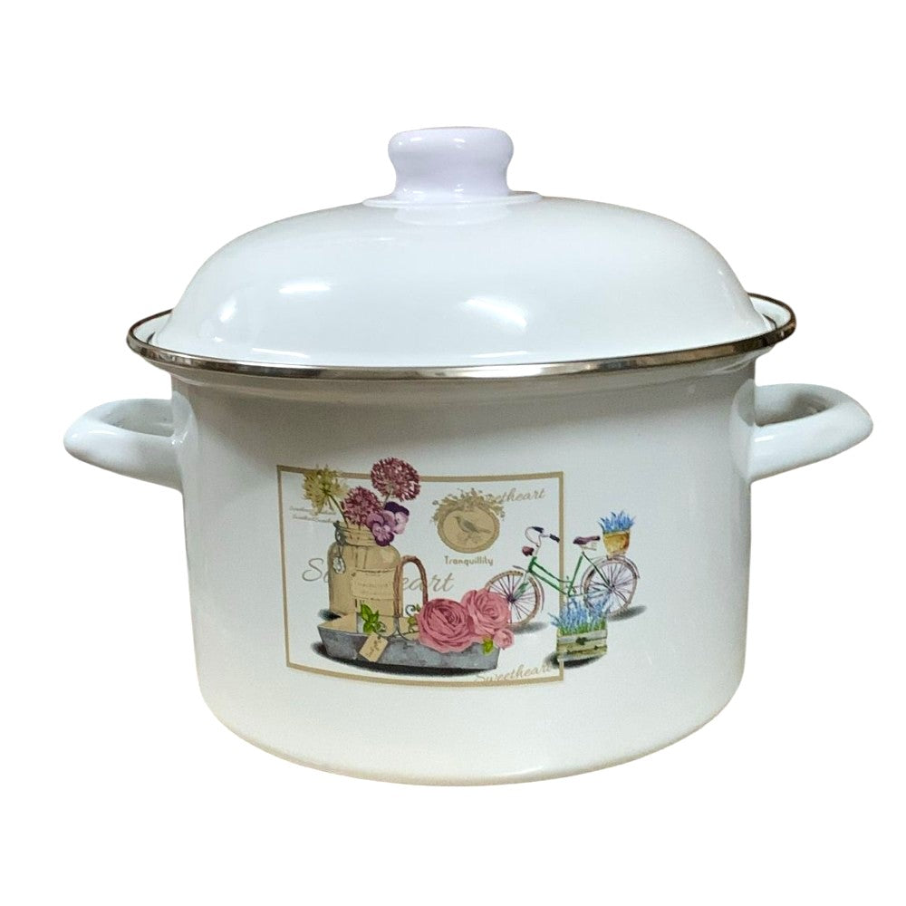 Oala din otel emailat ,cu capac, 3.5 Litri