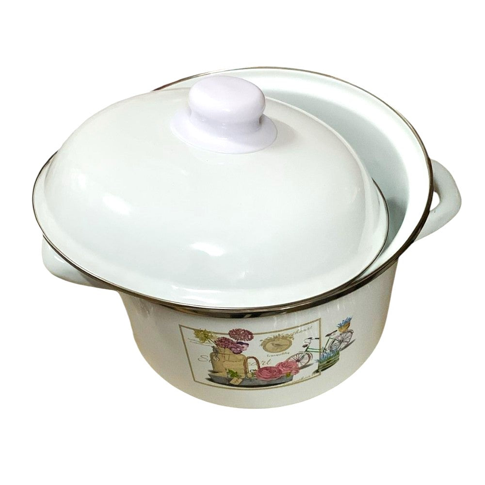 Oala din otel emailat ,cu capac, 3.5 Litri