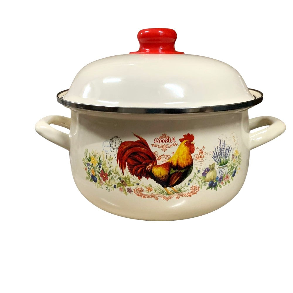 Oala din otel emailat ,cu capac, 3.5 Litri