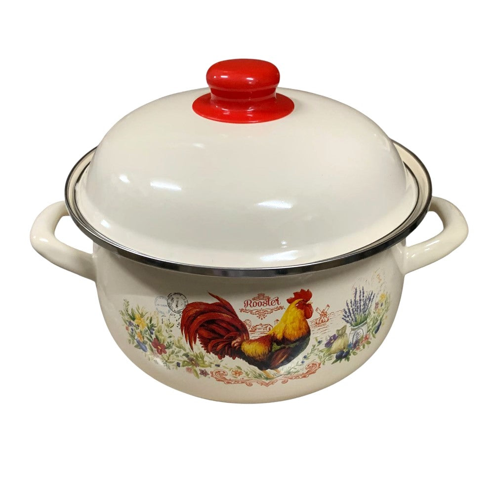 Oala din otel emailat ,cu capac, 3.5 Litri