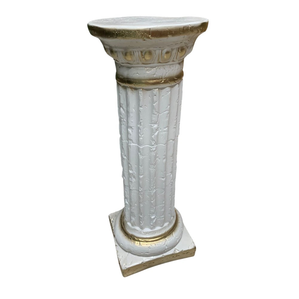 Coloana Greceasca, ceramica dura , 60 cm ,alb-auriu/ negru- aramiu