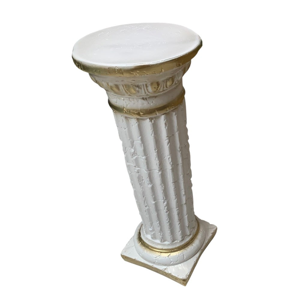 Coloana Greceasca, ceramica dura , 60 cm ,alb-auriu/ negru- aramiu