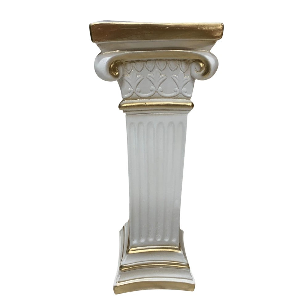 Coloana Greceasca, ceramica dura , 60 cm ,alb-auriu/ negru- aramiu