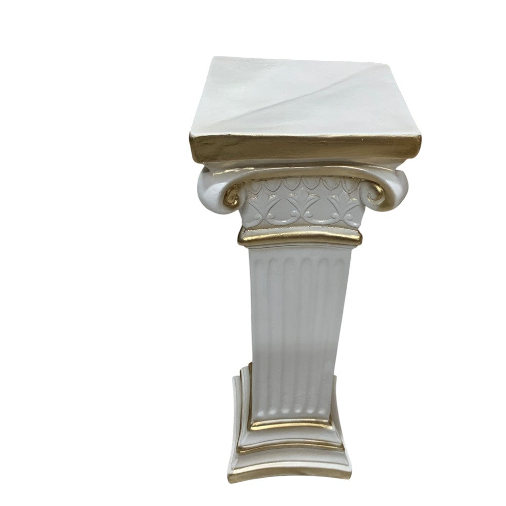 Coloana Greceasca, ceramica dura , 60 cm ,alb-auriu/ negru- aramiu