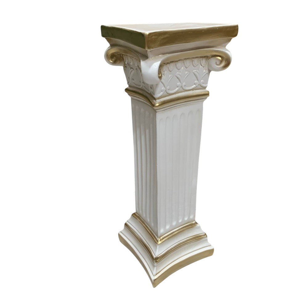 Coloana Greceasca, ceramica dura , 60 cm ,alb-auriu/ negru- aramiu