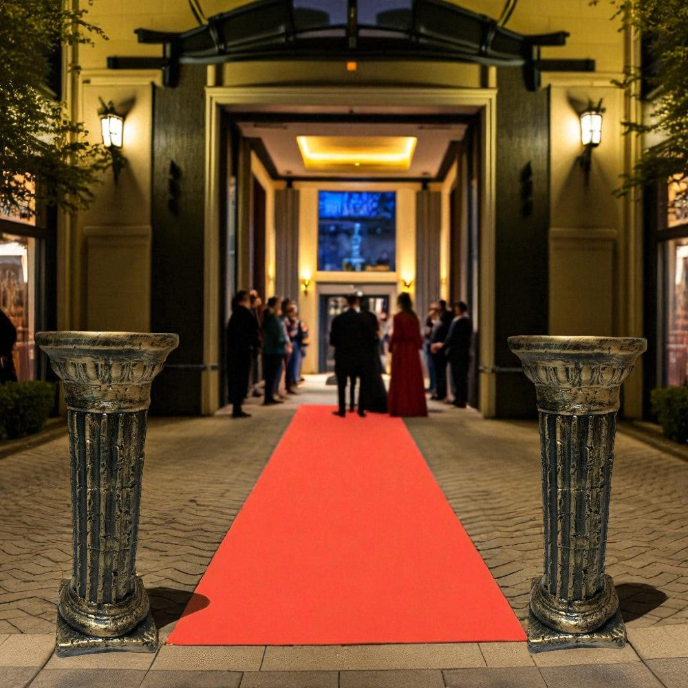 Coloana Greceasca, ceramica dura , 60 cm ,alb-auriu/ negru- aramiu