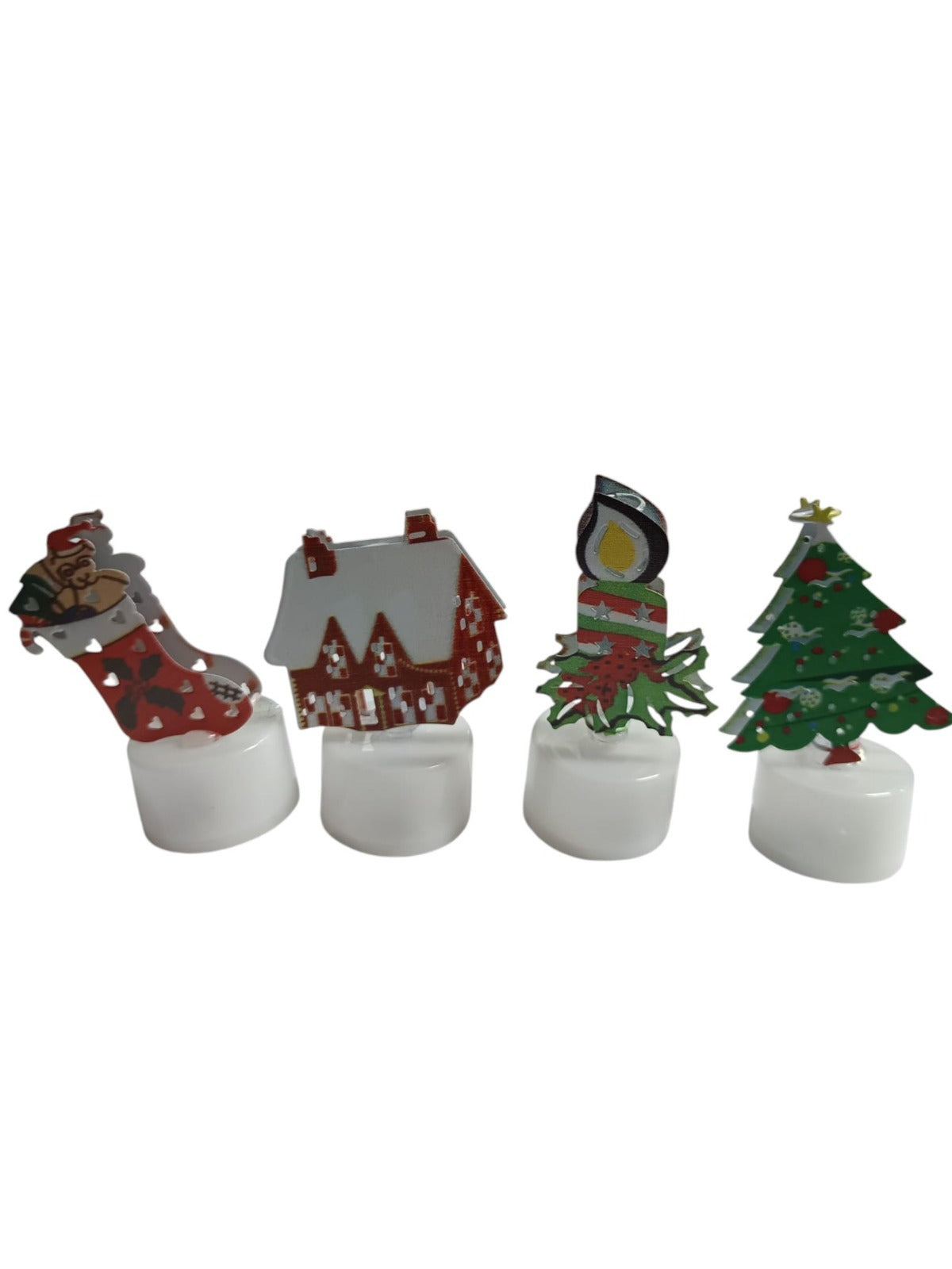 Set 4 Decoratiuni luminoase de Craciun, 8 cm,diverse modele