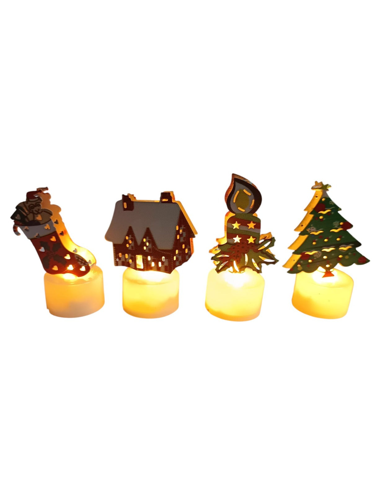 Set 4 Decoratiuni luminoase de Craciun, 8 cm,diverse modele