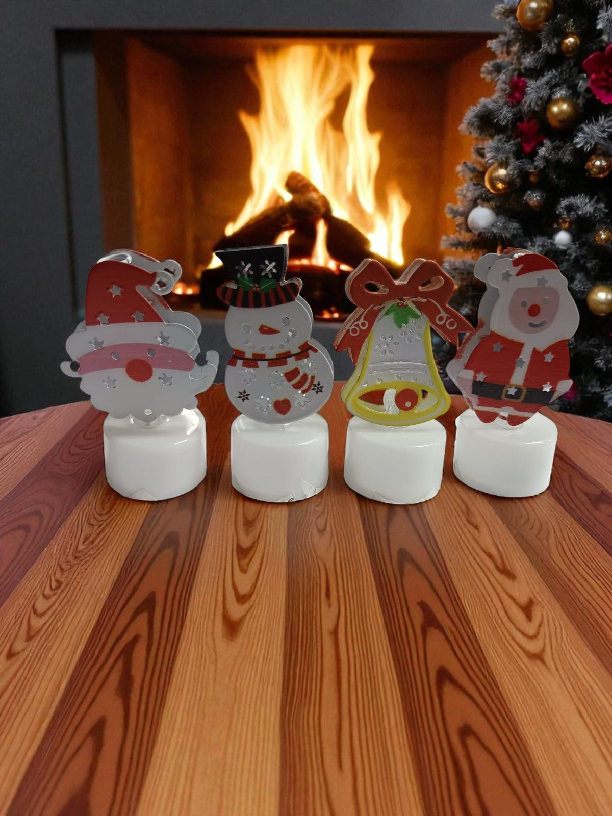 Set 4 Decoratiuni luminoase de Craciun, 8 cm,diverse modele