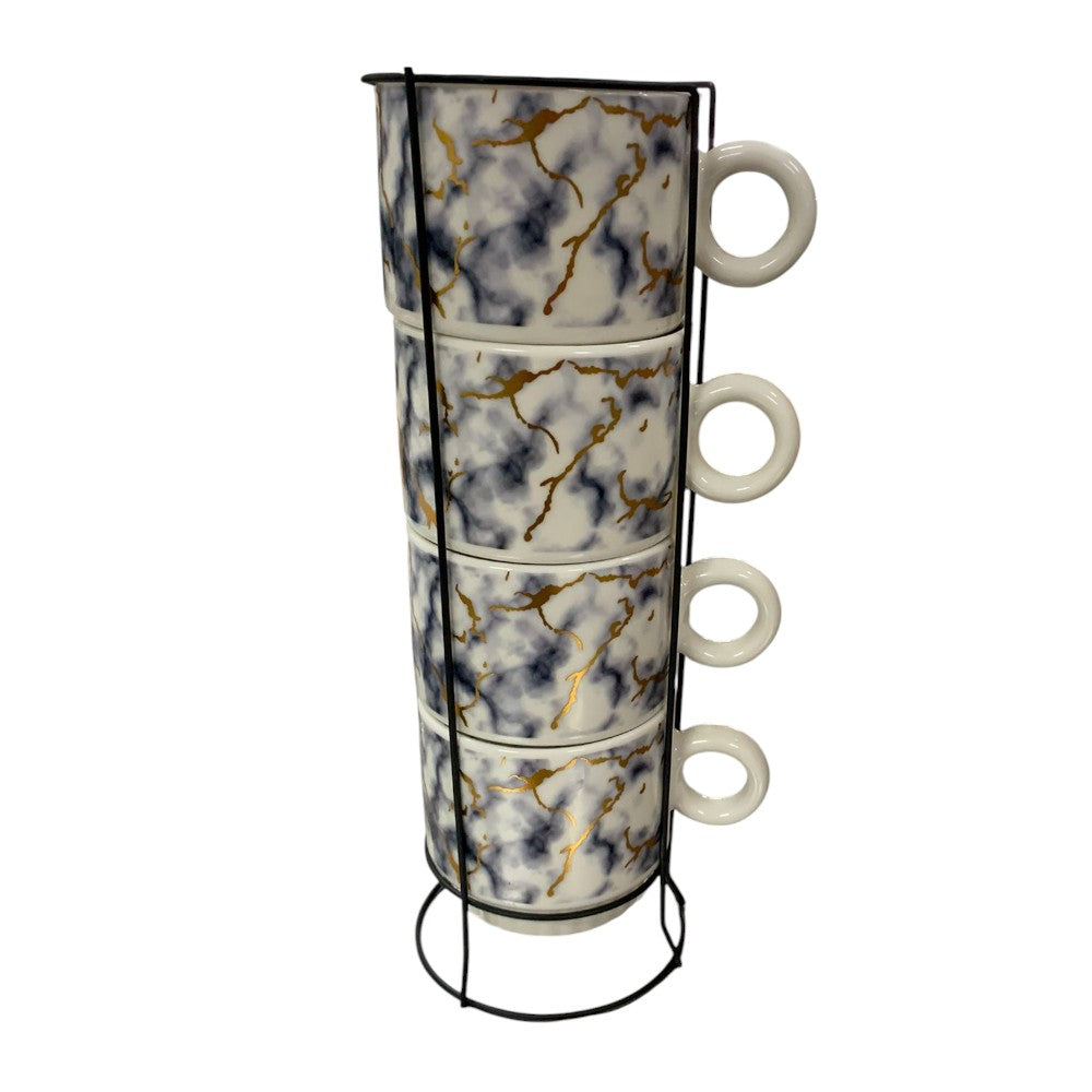 Set 4 cesti din Ceramica cu suport metalic, 220 ml , diverse modele