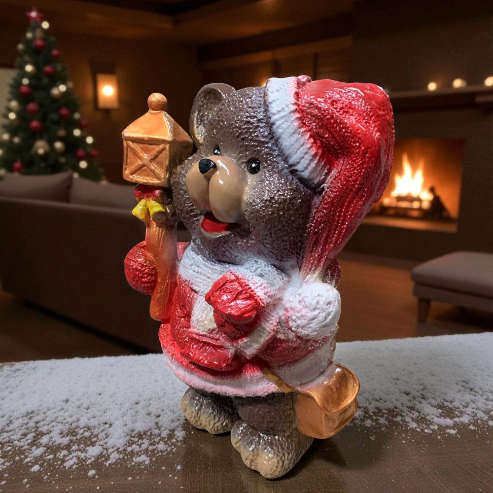 Figurina/Decoratiune Ursulet - Pusculita, pictata manual, rasina, 28 cm