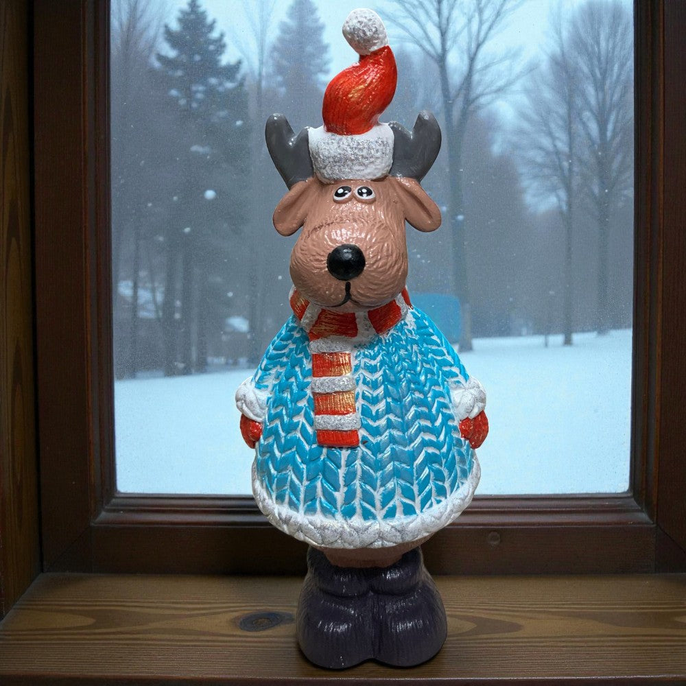 Figurina/Decoratiune Ren, pictata manual, rasina, 32 cm