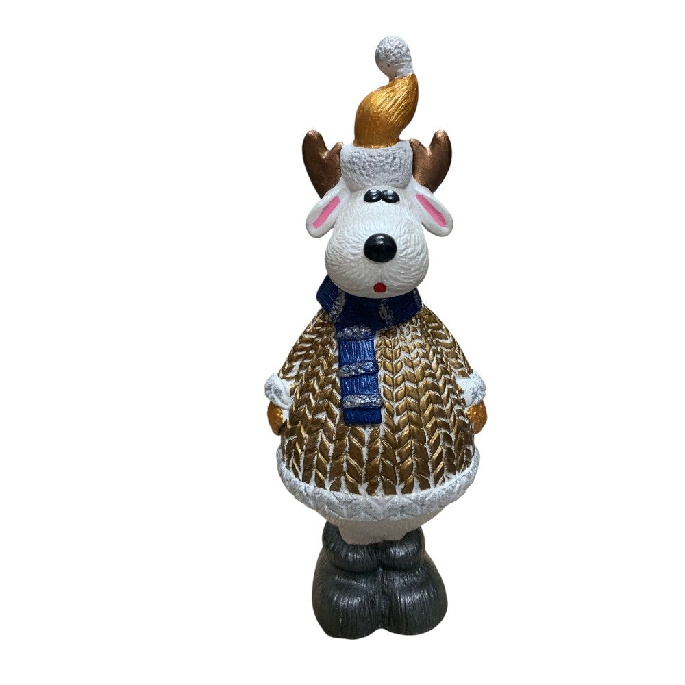 Figurina/Decoratiune Ren, pictata manual, rasina, 32 cm