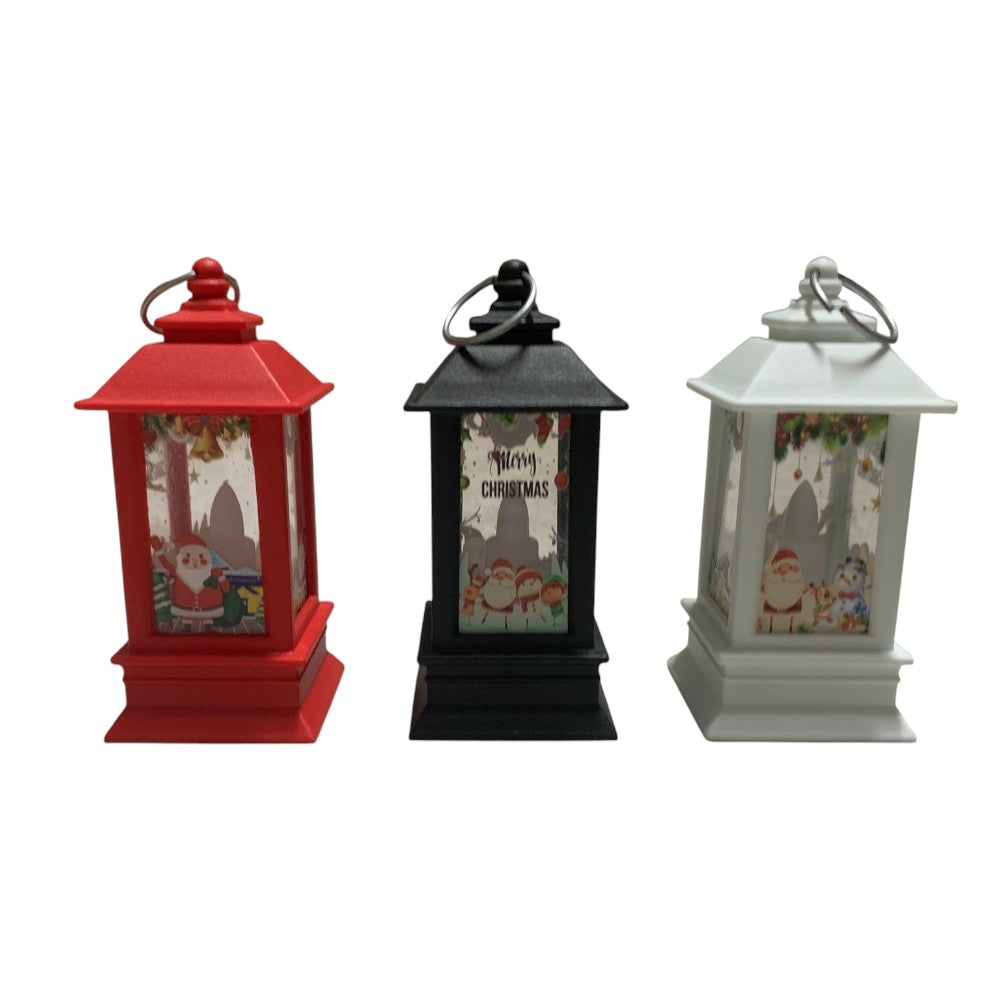 Set 3 mini Felinare Craciun LED color,6 cm