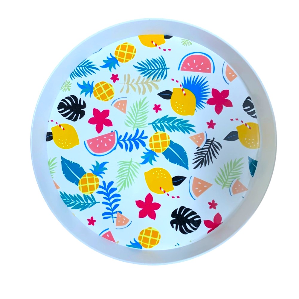 Tava servire rotunda cu Model, Plastic, 35 cm