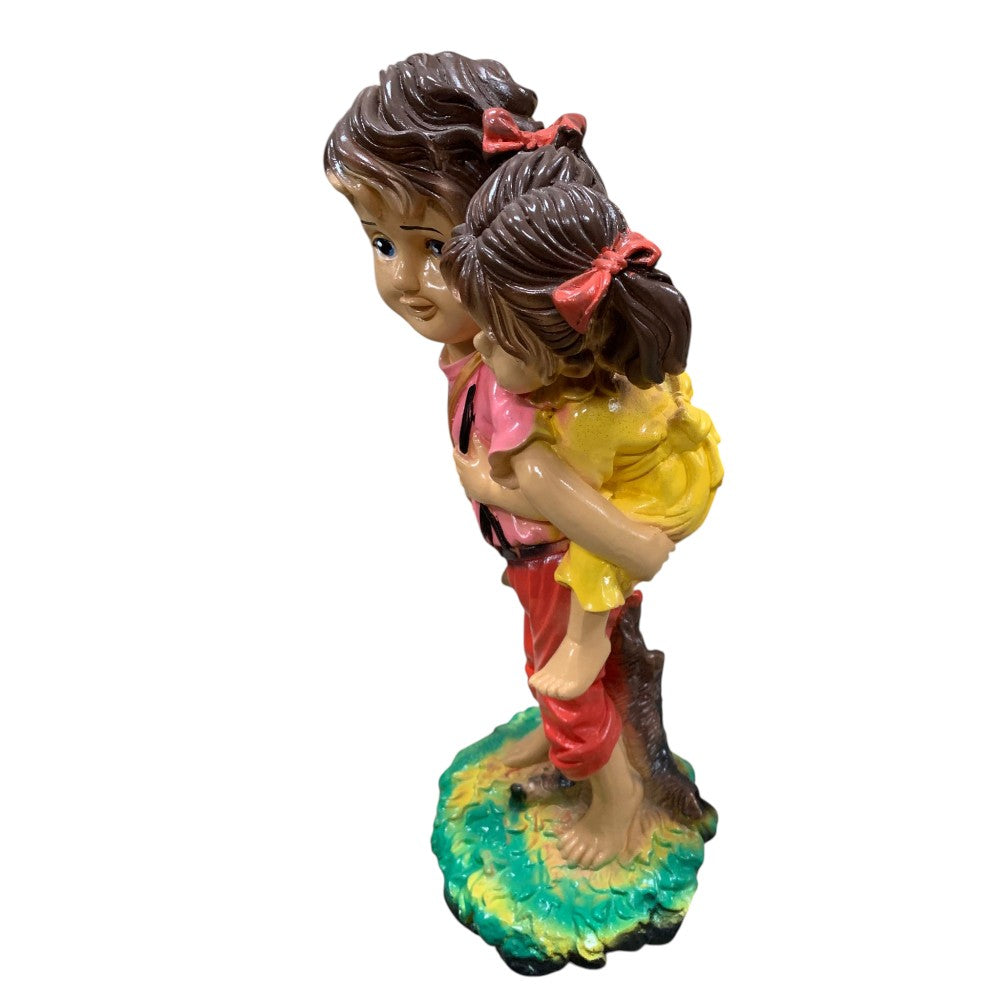 Figurina de gradina Baiat si fata, multicolor, ceramica, 50 cm