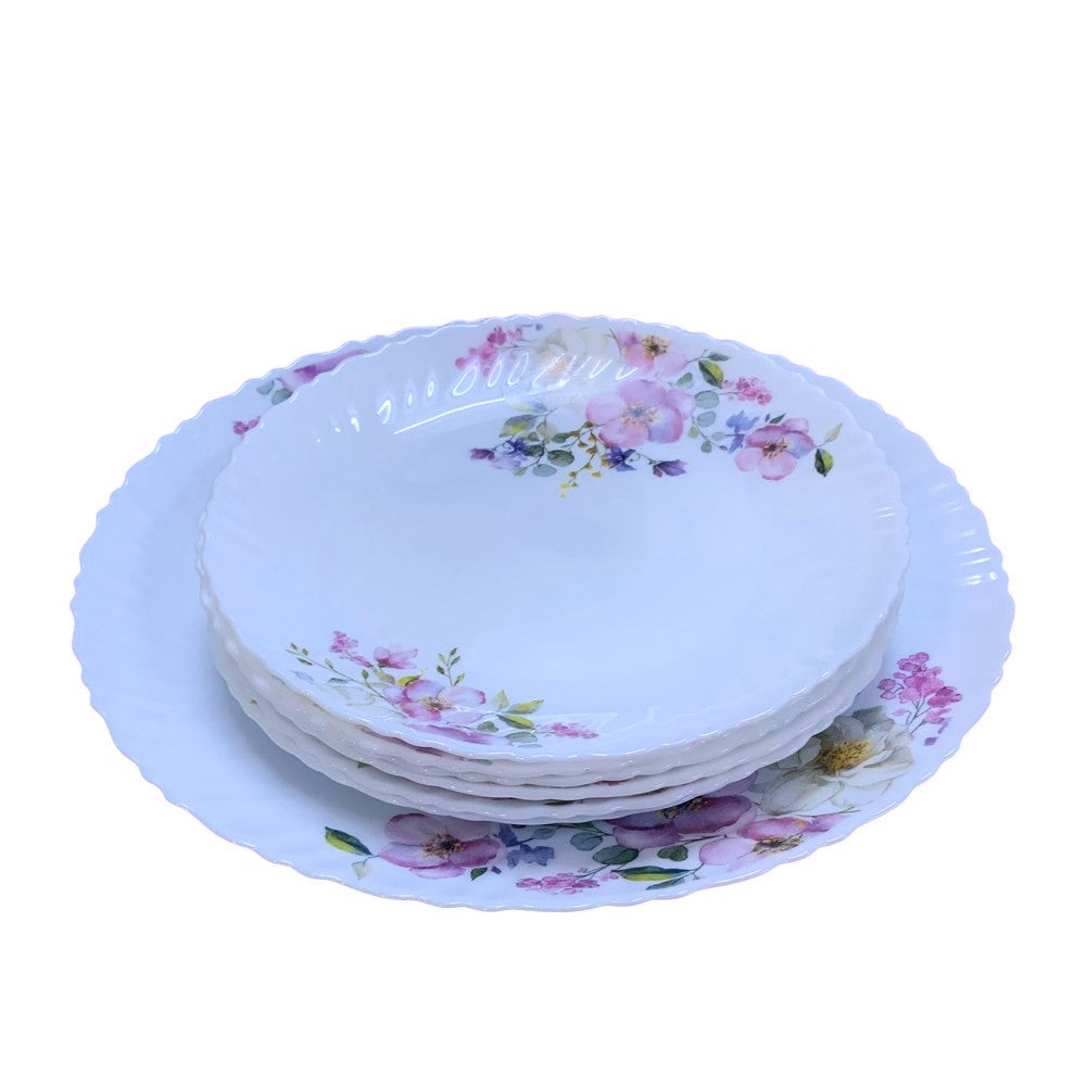 Set de tort 7 piese, Platou cu 6 farfurii desert din ceramica 26/19 CM