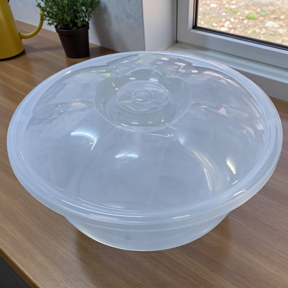 Vas rotund transparent cu capac,plastic,7/10.5 Litri