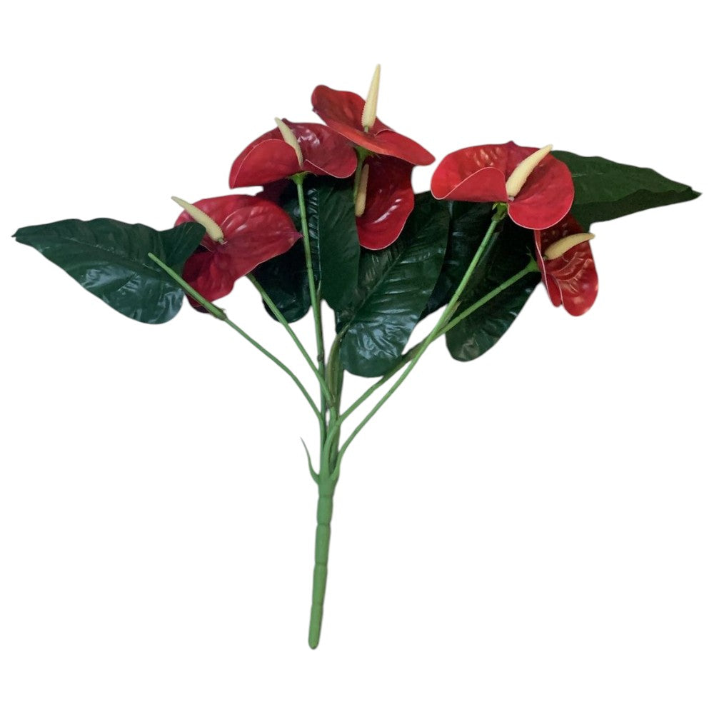 Buchet planta artificiala realista Anthurium Rosu , 39 cm