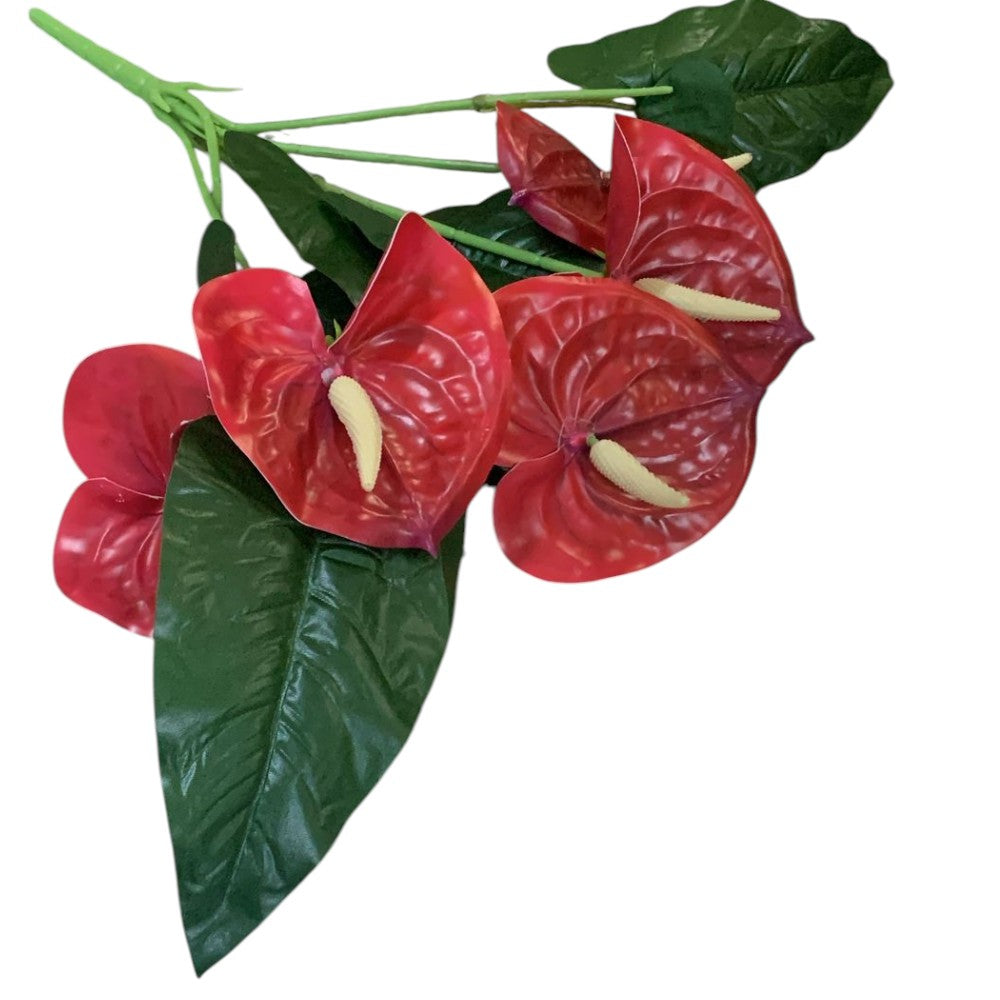 Buchet planta artificiala realista Anthurium Rosu , 39 cm