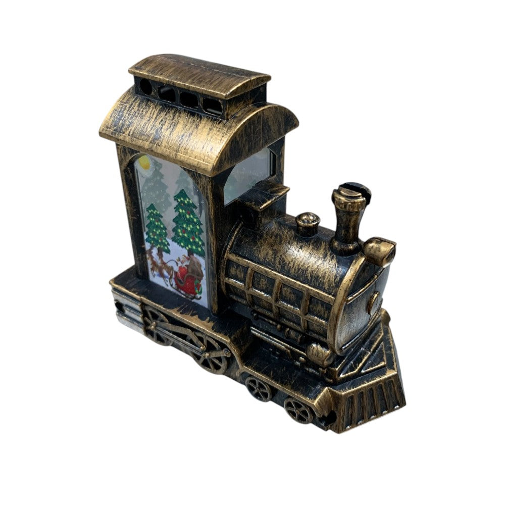 Ornament de Craciun cu tren luminos LED, 13x13x7cm