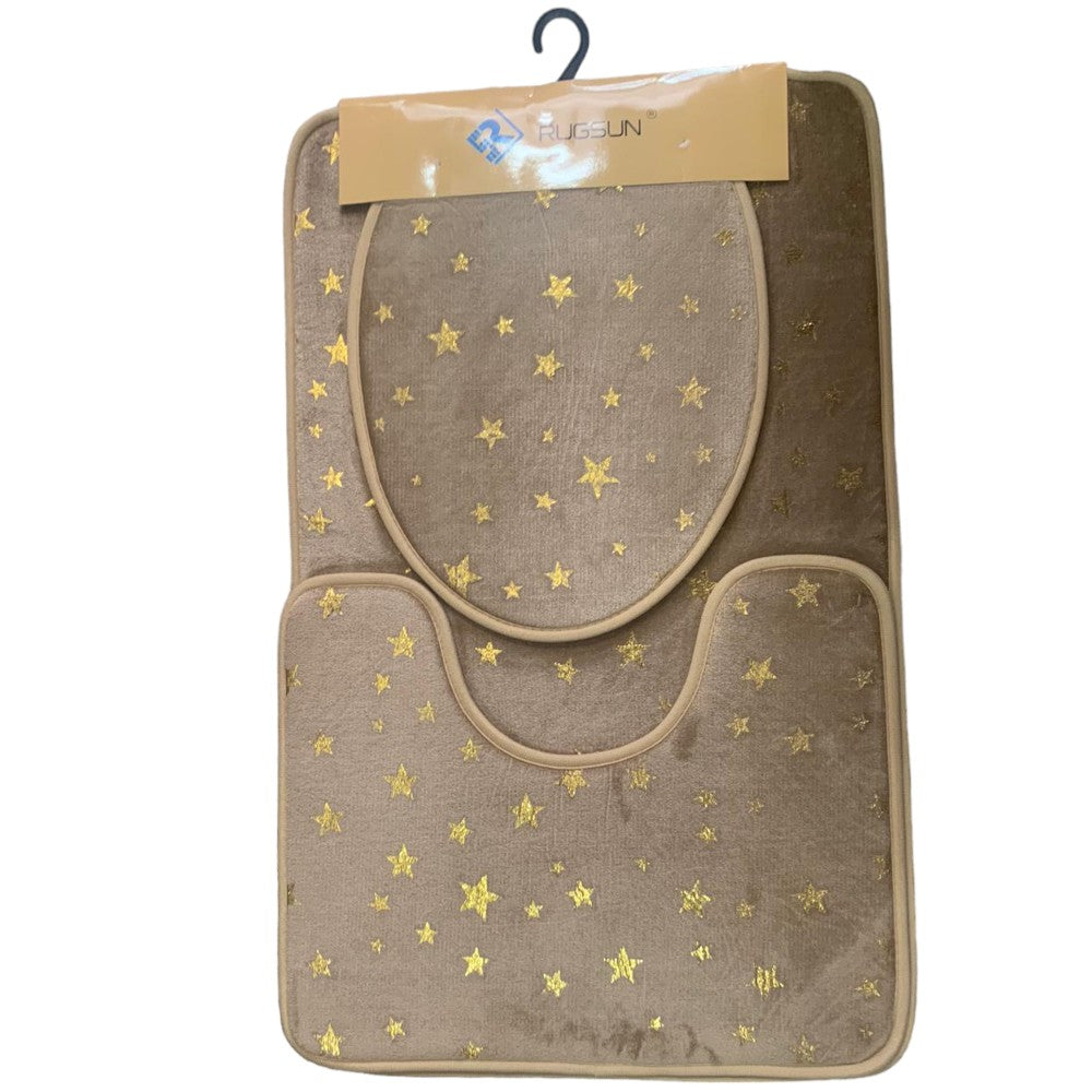 Set 3 covorase pentru baie, Model Geometric, Material Textil, 80x50 cm