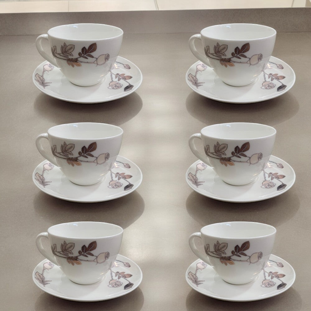 Set cafea, Opal, 12 piese, 6 cesti - 200 ml + 6 farfurii