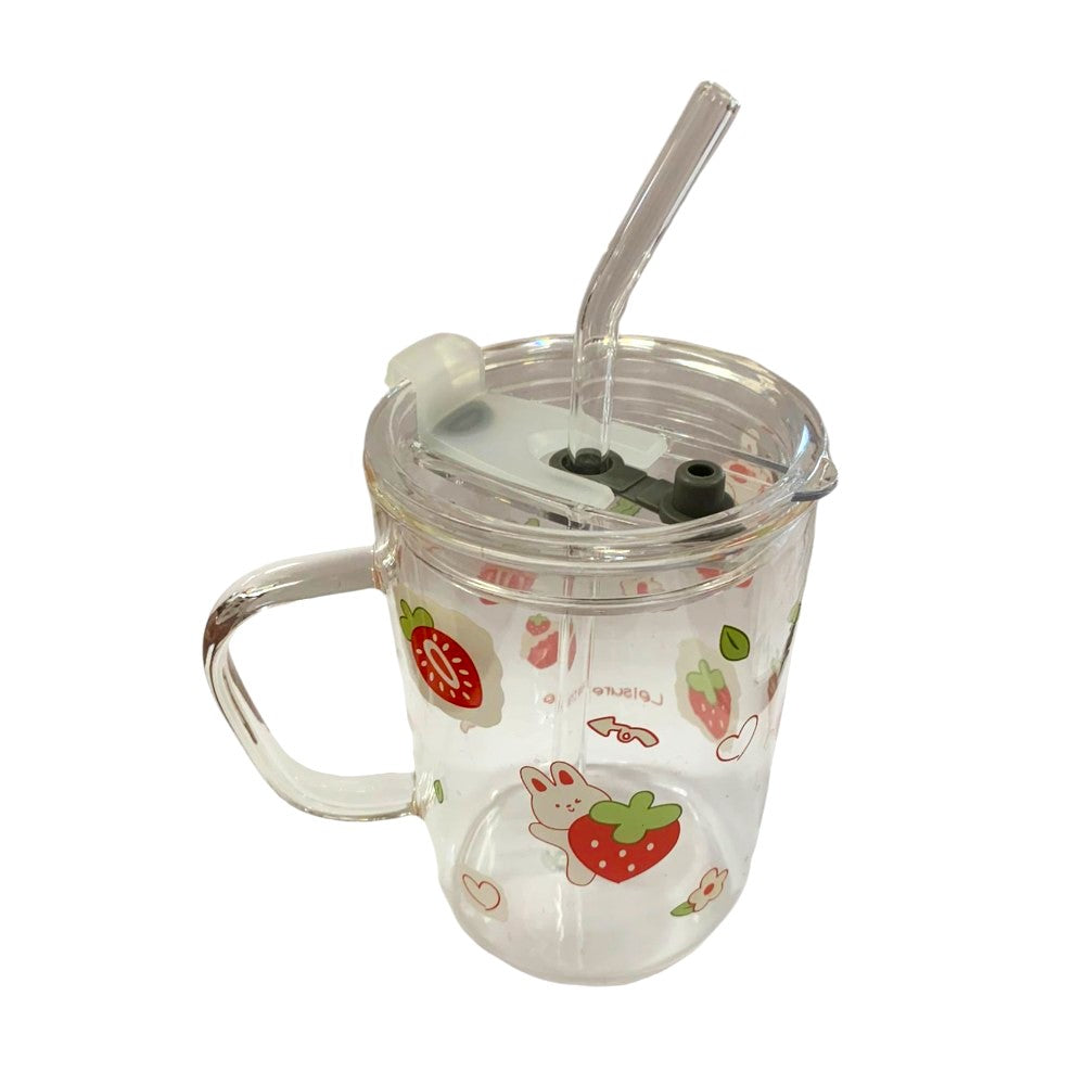 Cana cu Maner si Pai din sticla , Inchidere Ermetica , 350 ml