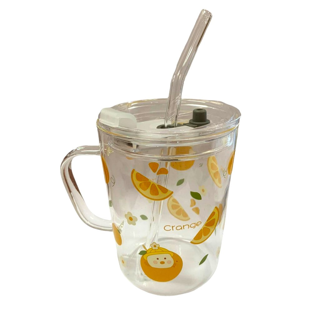 Cana cu Maner si Pai din sticla , Inchidere Ermetica , 350 ml