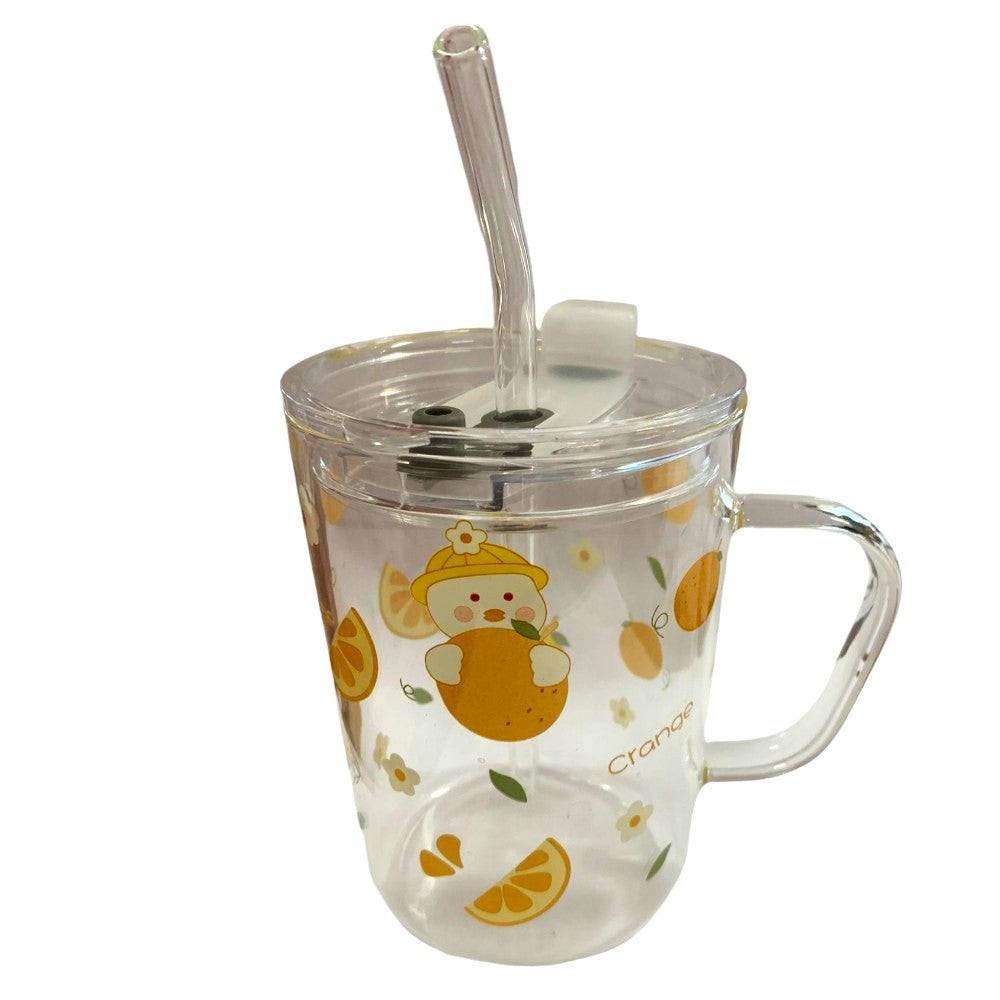 Cana cu Maner si Pai din sticla , Inchidere Ermetica , 350 ml