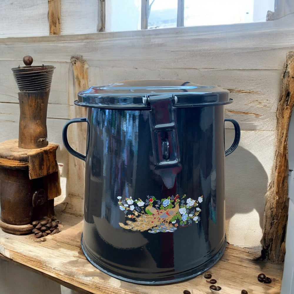 Garnita emailata 5L/ 10 L , cu Capac si Prindere ,Pictata, Diverse Culori