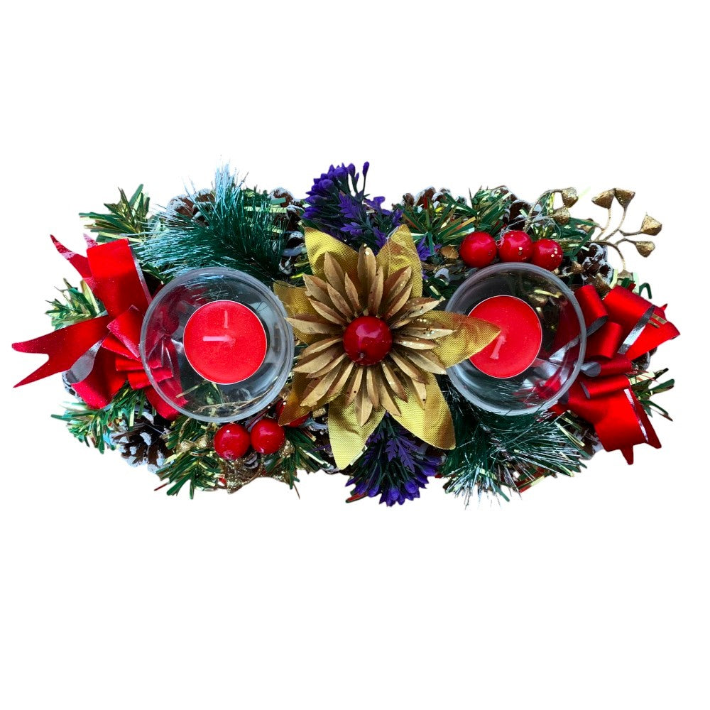Decor pentru masa de Craciun cu lumanari , 28x13 cm