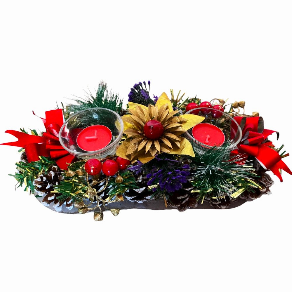 Decor pentru masa de Craciun cu lumanari , 28x13 cm
