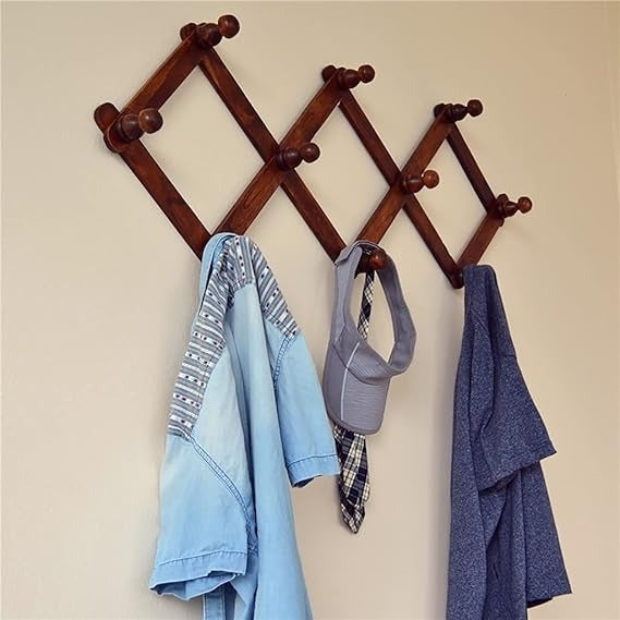 Cuier Extensibil din Lemn cu 10 Carlige, 32 cm