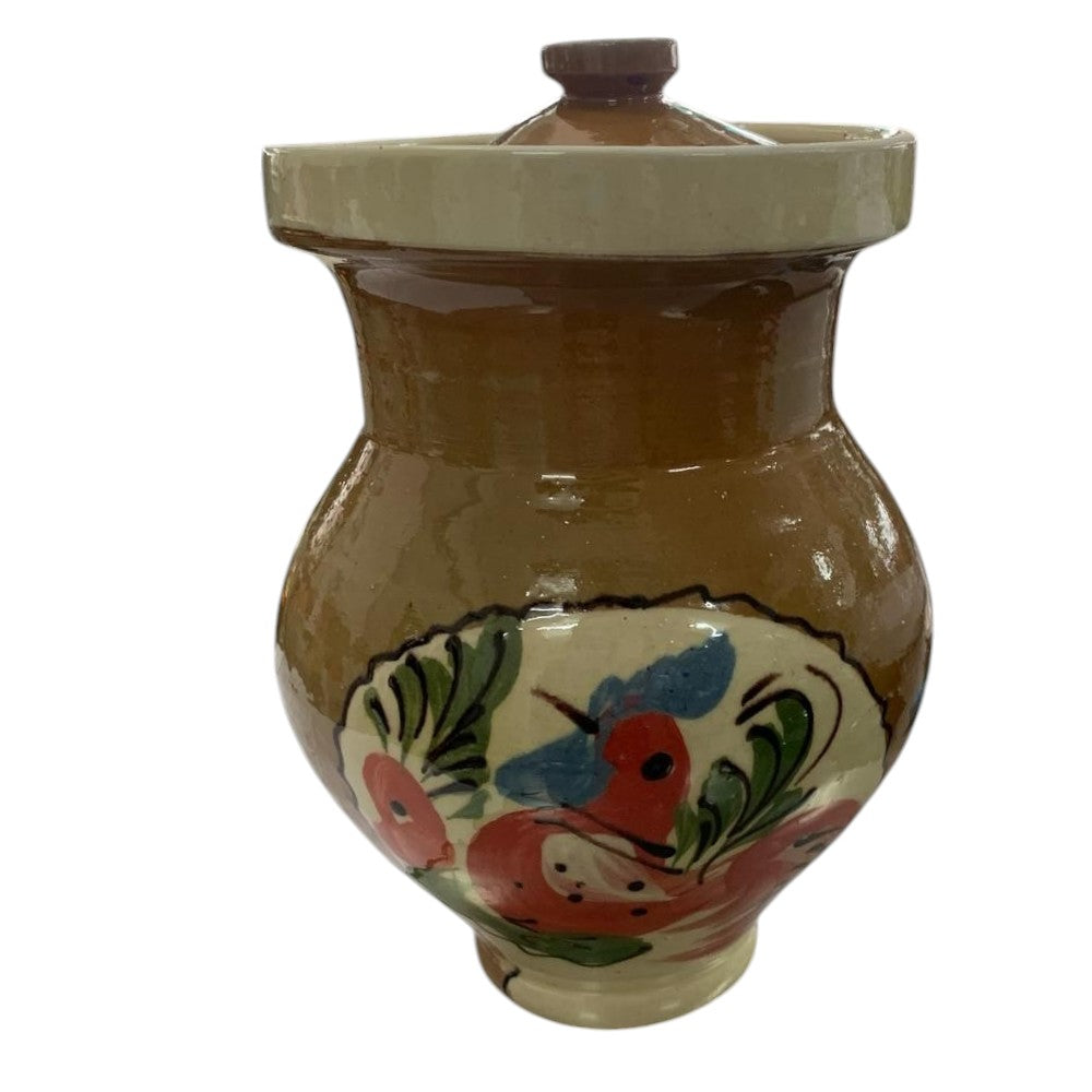 Ulcior Lapte din lut cu Capac, pictat Manual